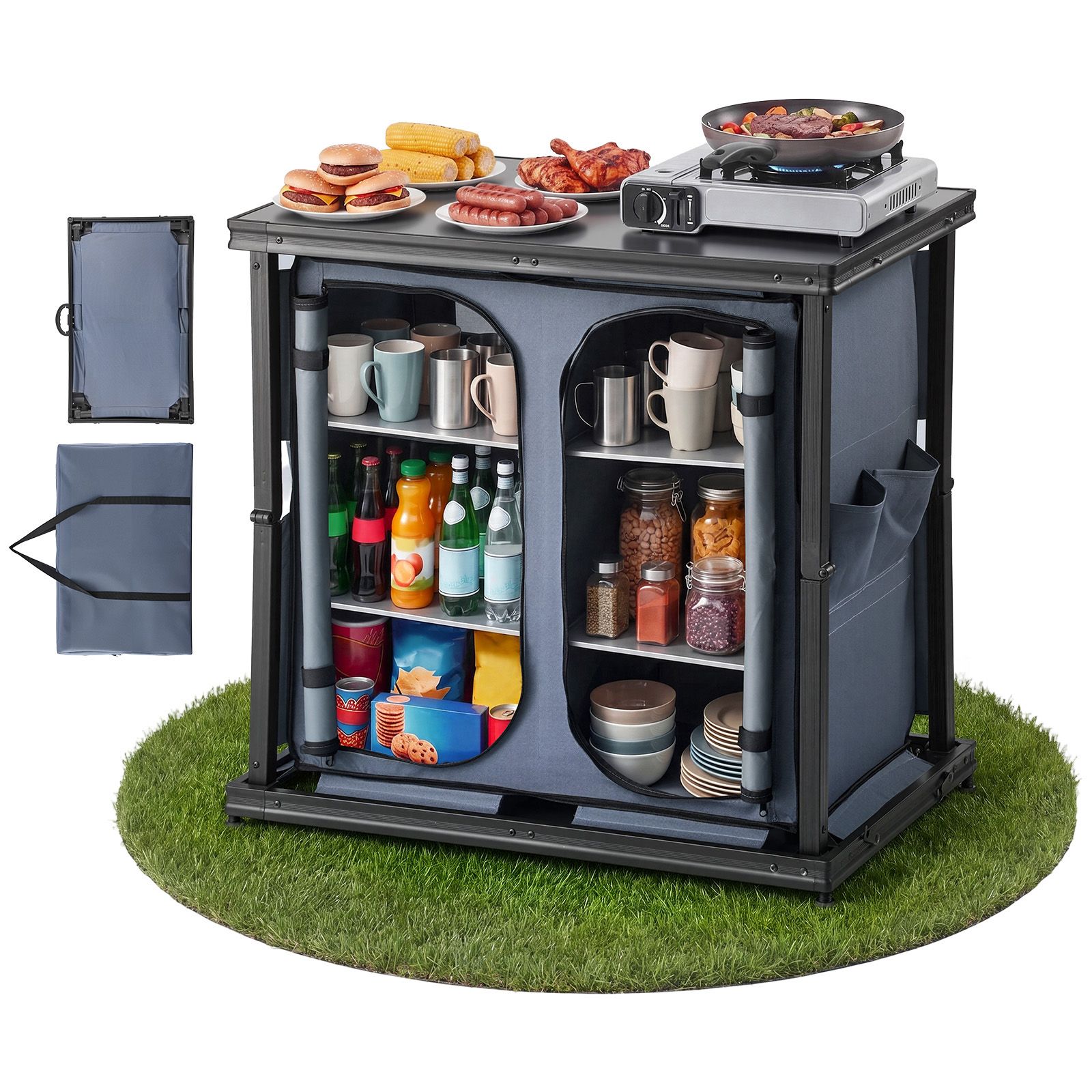 Camping Cooking Set Compact - Mueble Plegable de Almacenamiento para Camping,