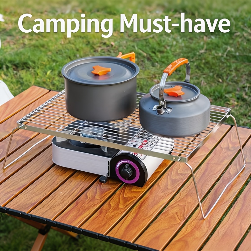 Camping Cooking Lightweight - Soporte portátil plegable de acero inoxidable