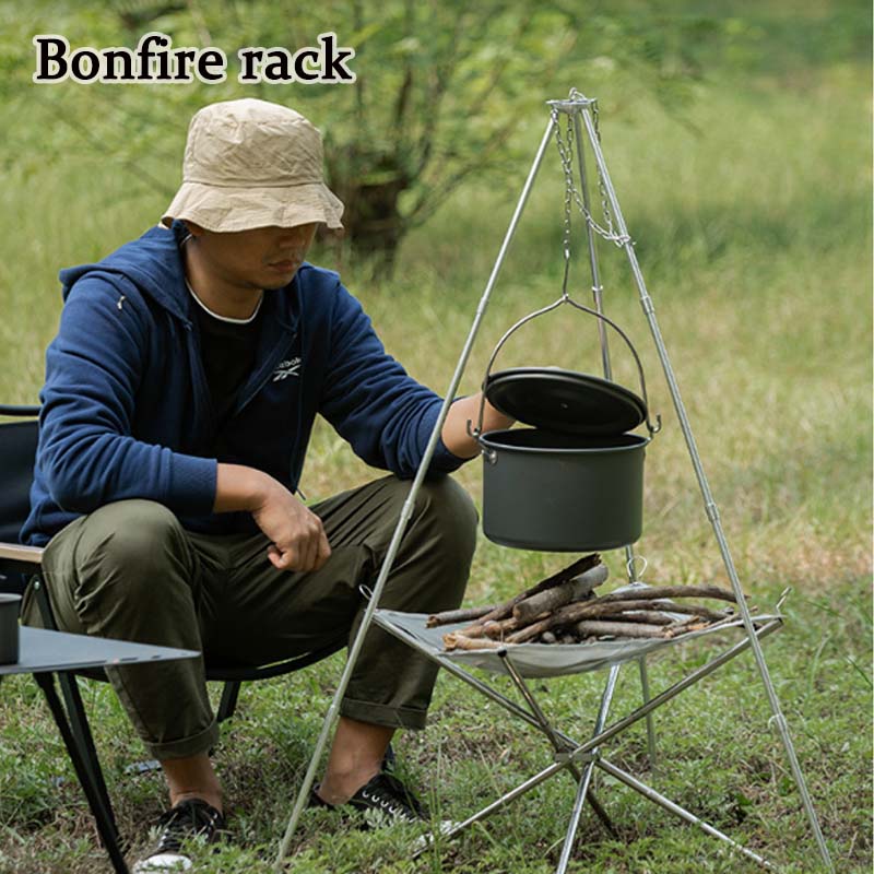Camping Cooking Multi Tool - Trípode portátil para hoguera, soporte triangular