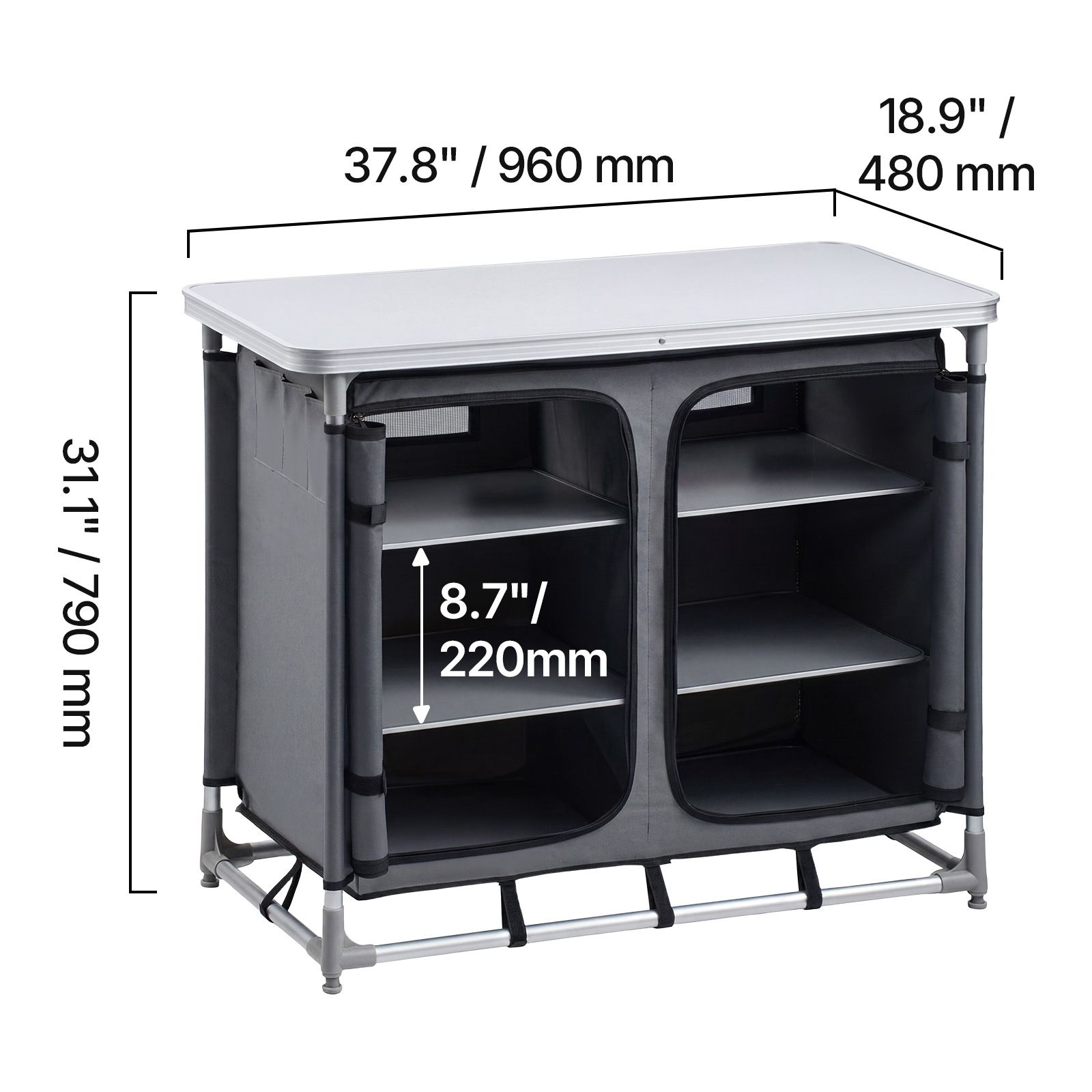 Camping Cooking Set Compact - Mueble de Almacenamiento para Camping, Mesa