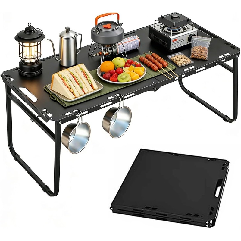 Camping Outdoor Cooking Table - Mesa de Camping Plegable y Ajustable,