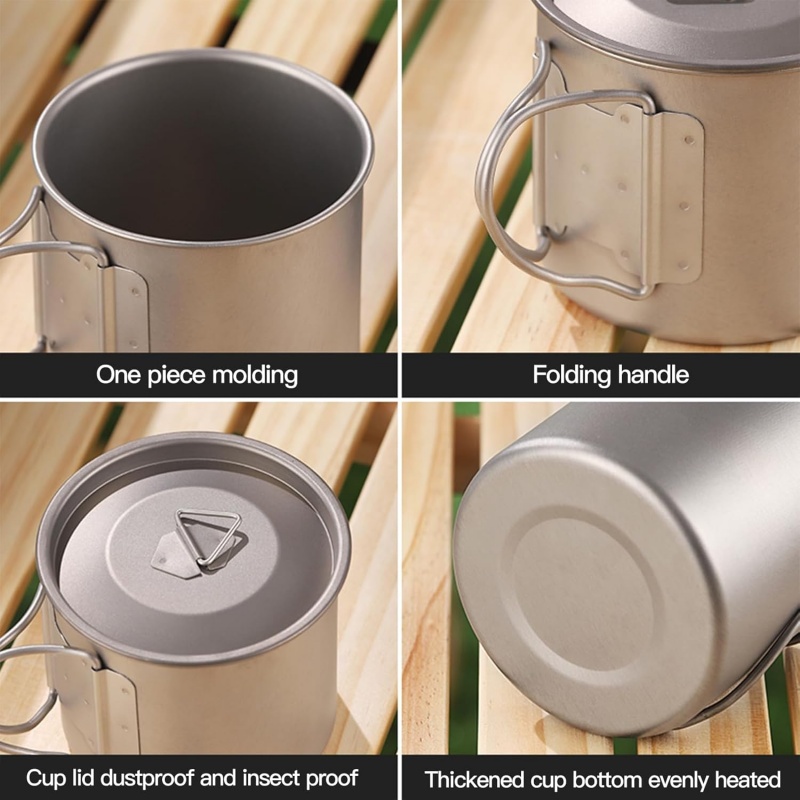 Taza de camping de titanio con - Camping Cooking Lightweight reseña y precio