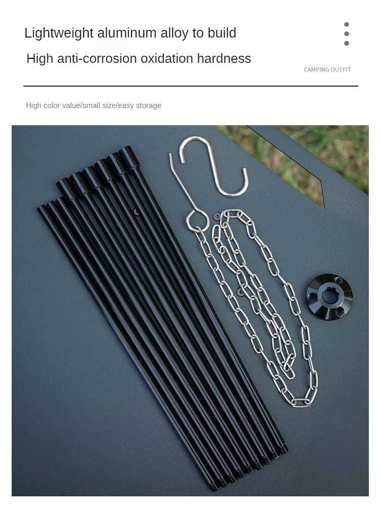Trípode portátil para hoguera, - Camping Cooking Multi Tool reseña y precio
