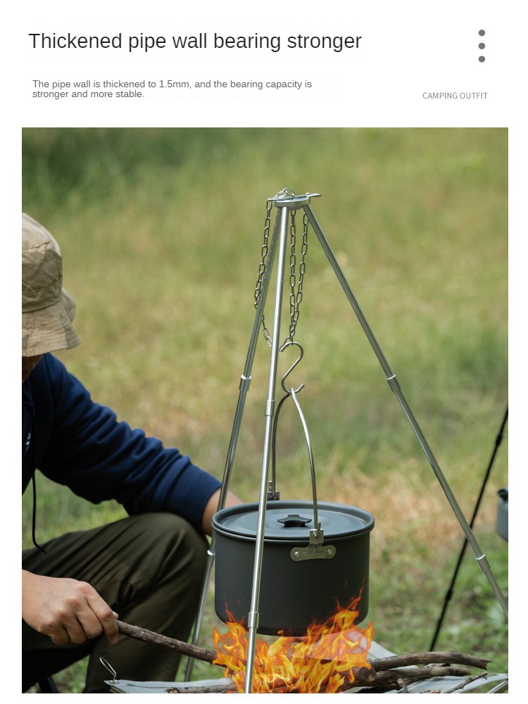 Trípode portátil para hoguera, - Camping Cooking Multi Tool reseña y precio